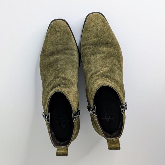 Aquatalia Fantina Suede Ankle Boots 7 Olive Green Minimalist Quiet Luxury Chic - Picture 10 of 14